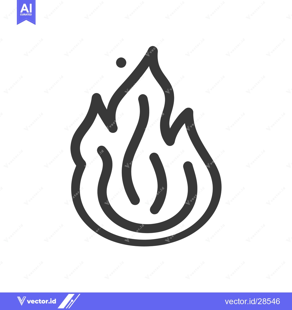Premium Vector dari A simple outlined illustration of a burning flame on white background