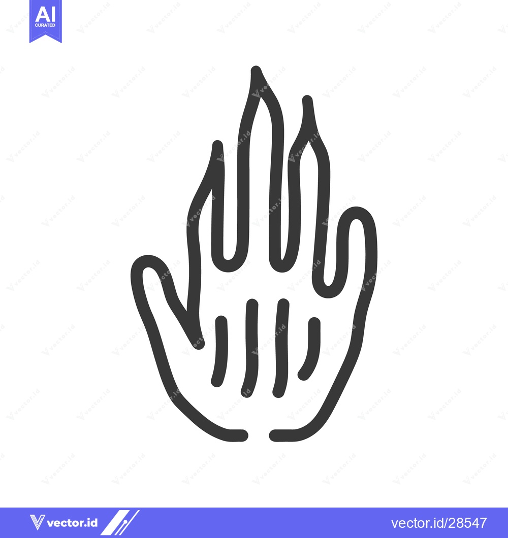 Premium Vector dari A stylized depiction of a hand with fire elements