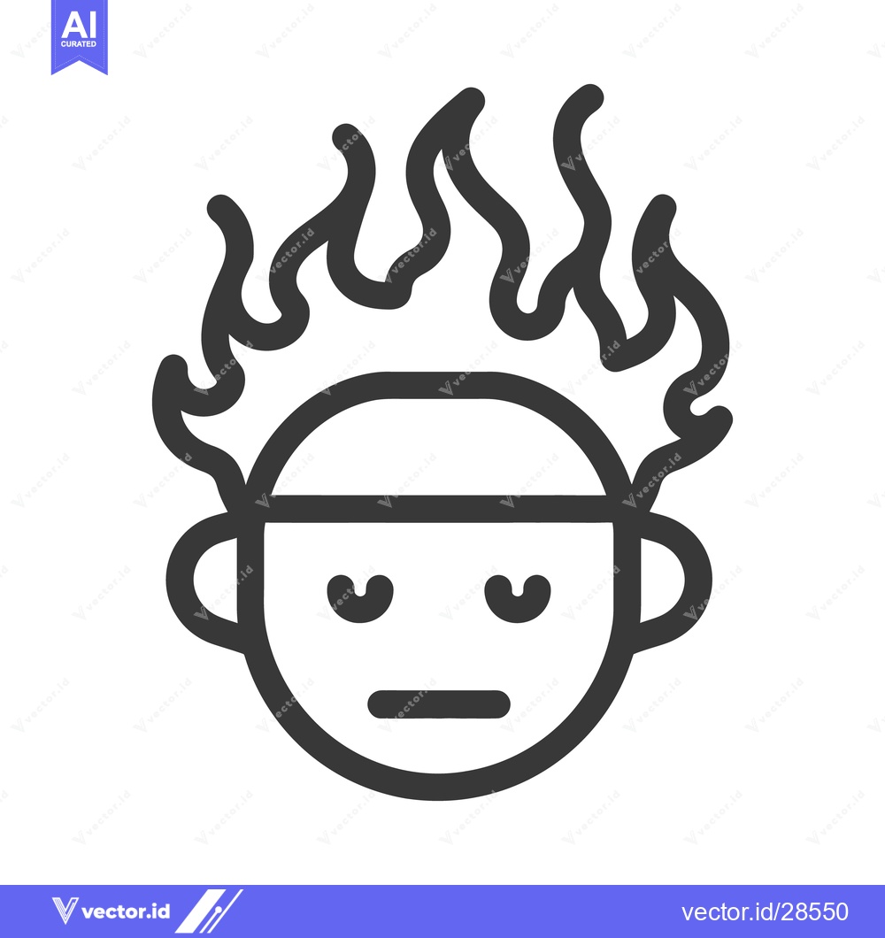 Premium Vector dari A stylized face with flame representing high temperature or emotion