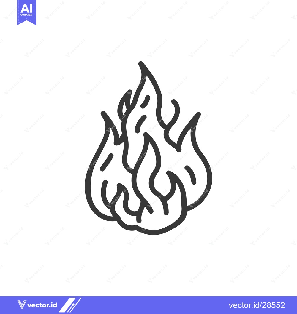 Premium Vector of A simple black and white illustration of a flame burning brightly