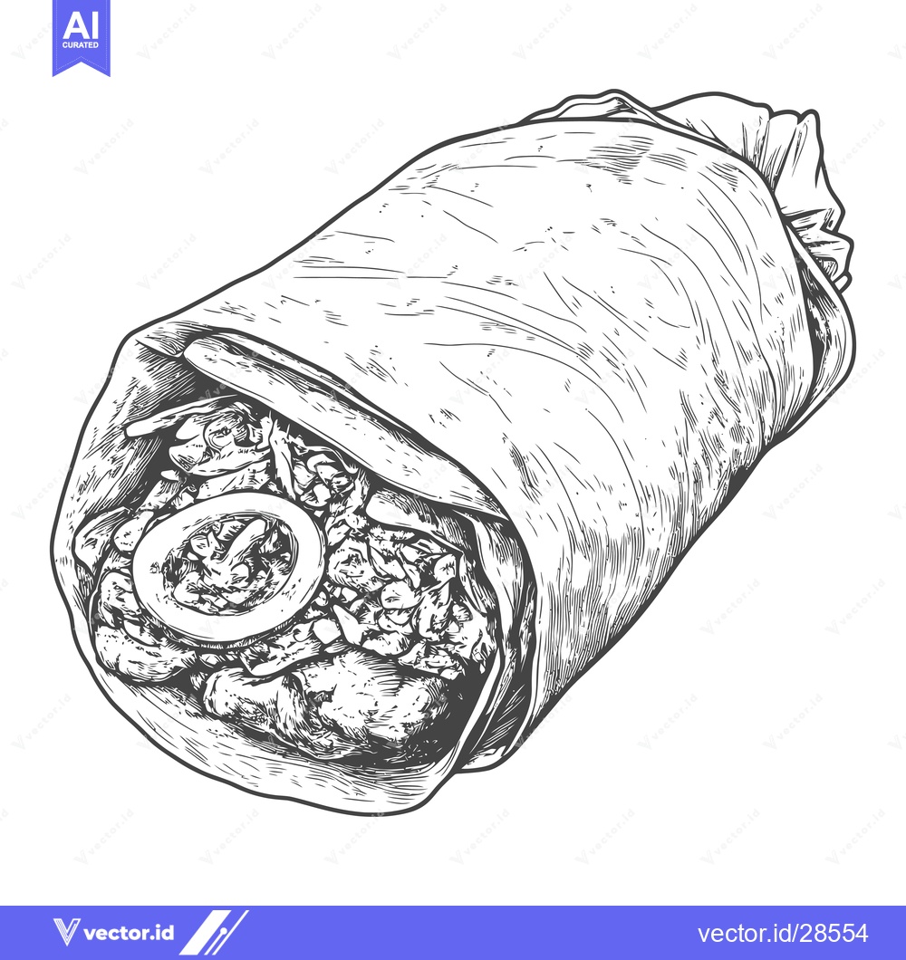 Premium Vector of A Delicious Hand Drawn Burrito Illustration
