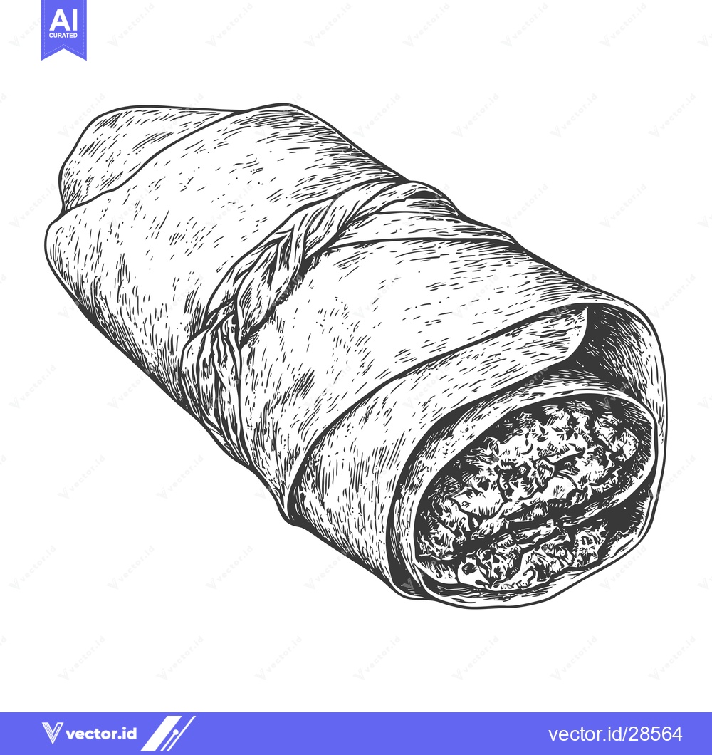 Premium Vector of Hand Drawn Illustration Of A Delicious Burrito