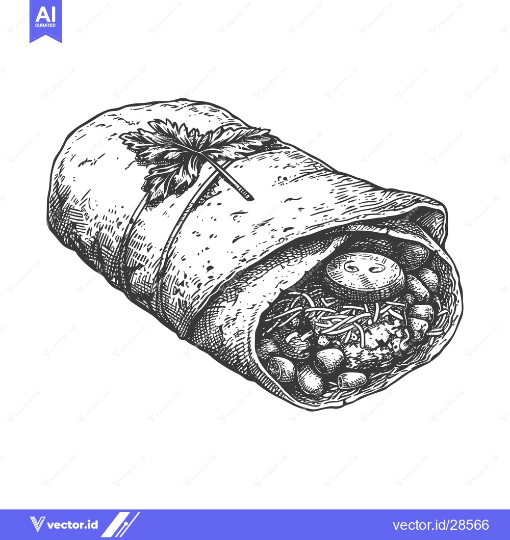 Premium Vector dari Delicious Burrito Filling Tortilla Wrap Meal
