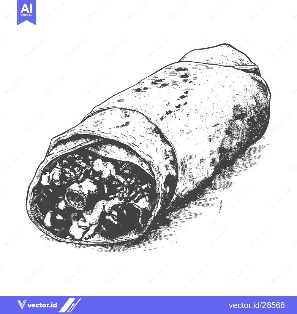 Premium Vector of A Delicious Hand Drawn Burrito Illustration