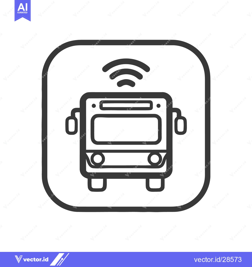 Premium Vector dari Smart Bus Icon: Connected Public Transportation Symbol in Rounded Squa