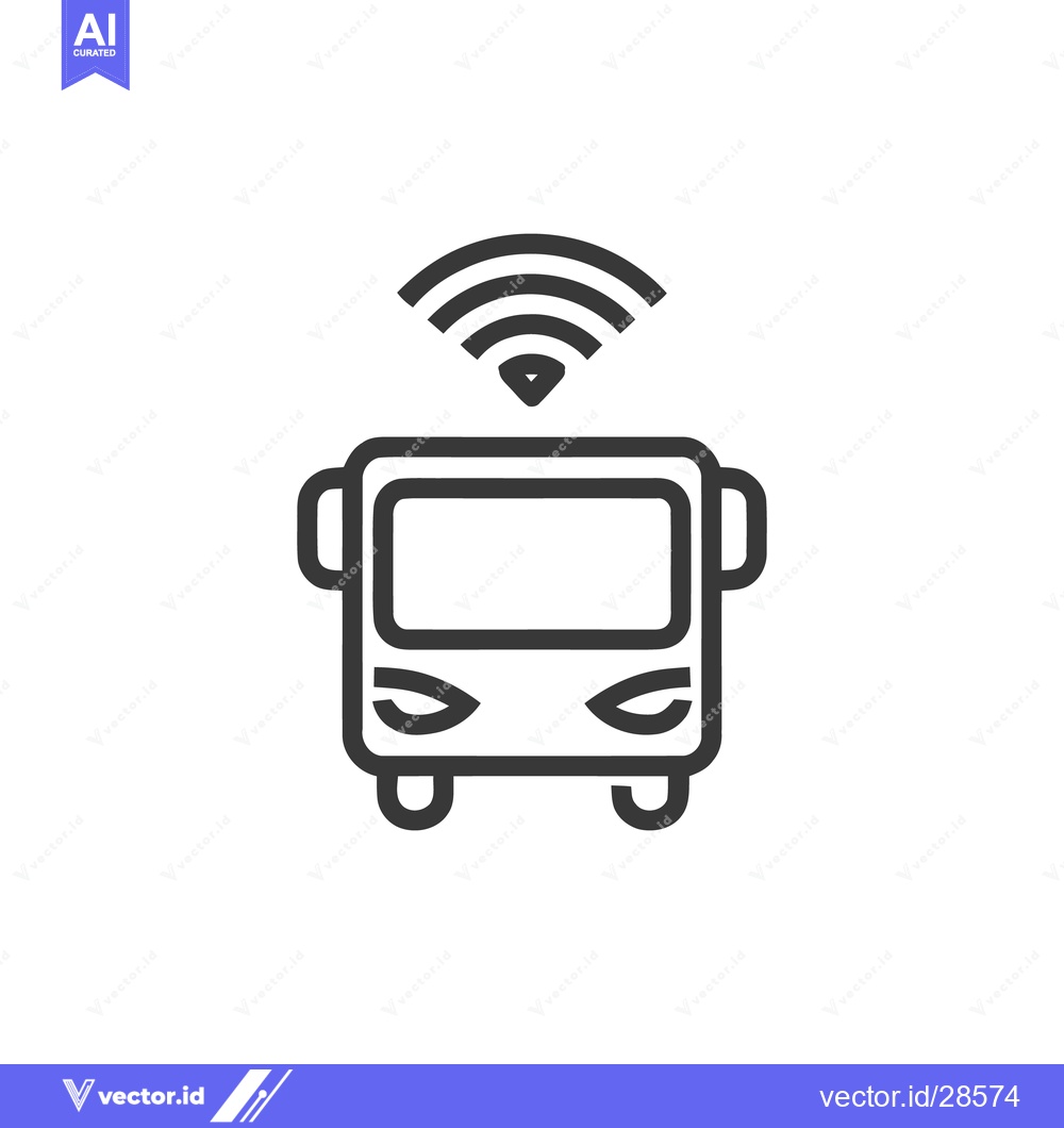 Premium Vector dari Autonomous Bus Icon: Connected Vehicle Technology, Minimalist Design