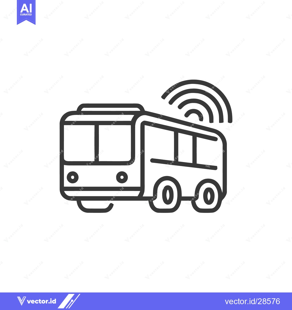 Premium Vector dari Smart Bus Icon: Connected Public Transport with Wireless Signal