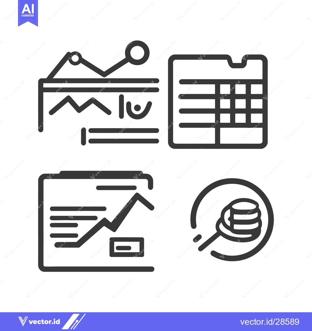 Premium Vector of Several business and financial icons displayed against a white backgro
