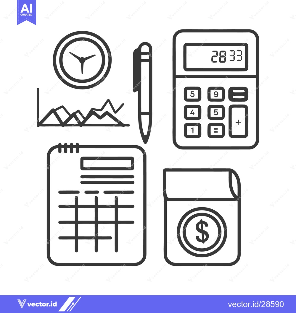 Premium Vector dari Simple icons representing business finance and calculation elements in