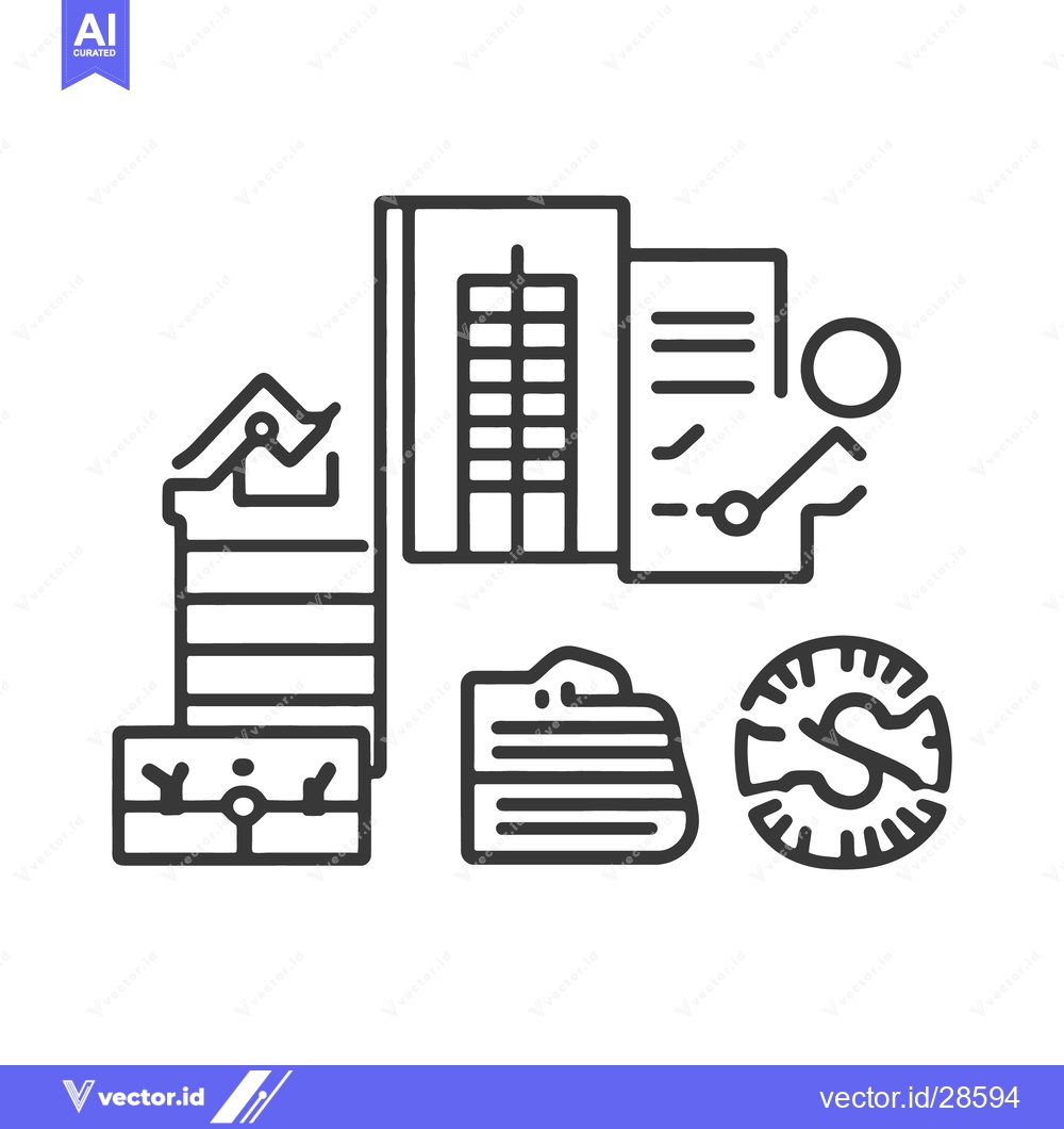 Premium Vector dari Various outlined icons illustrating different aspects of professional
