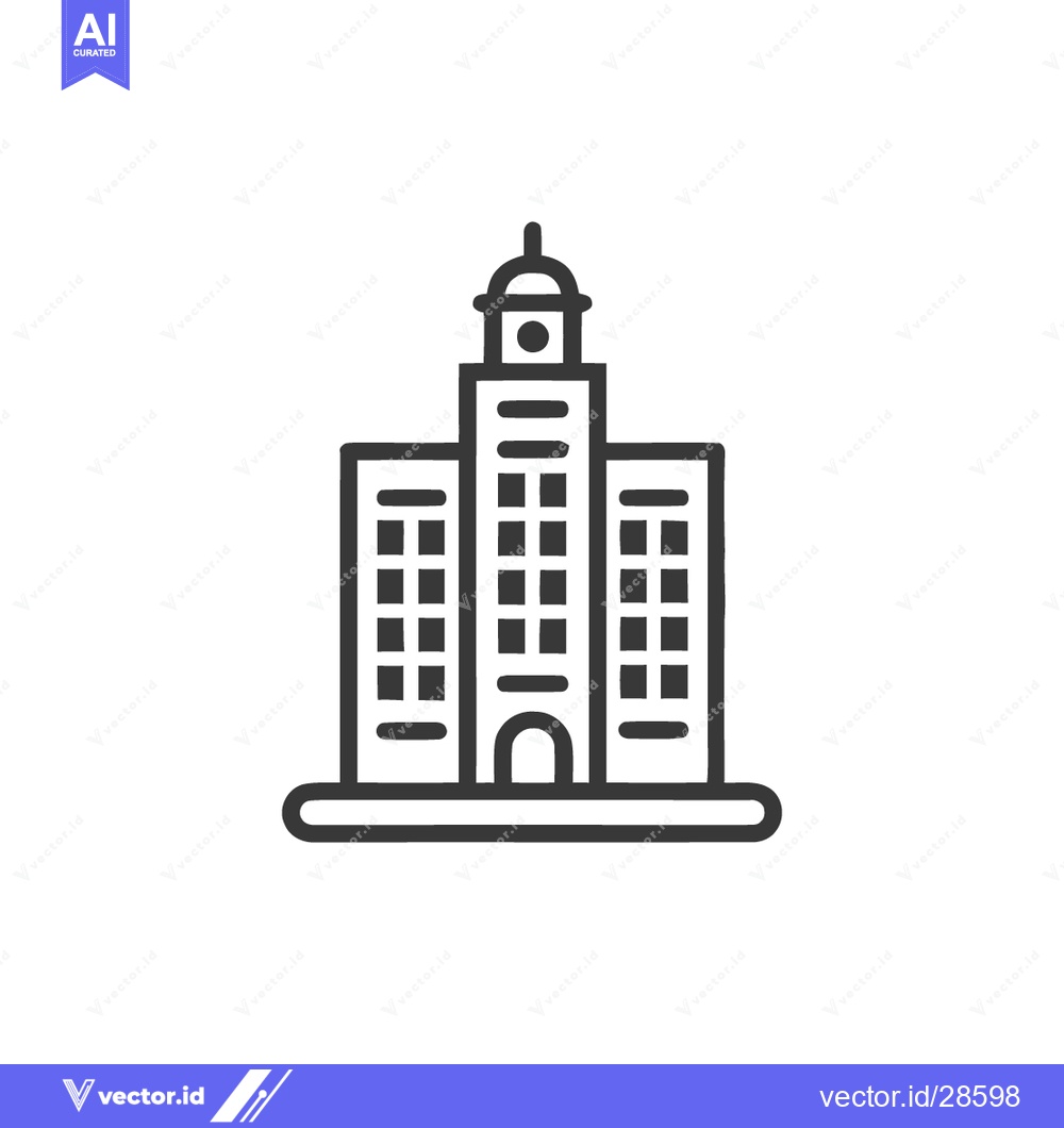 Premium Vector dari Minimalist Building Icon: Architectural Outline with Central Tower and