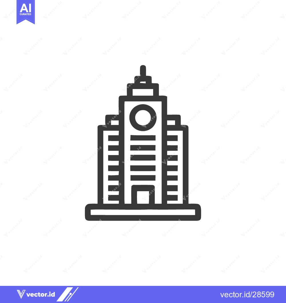 Premium Vector dari Minimalist Building Icon: Modern Architecture with Circular Detail and