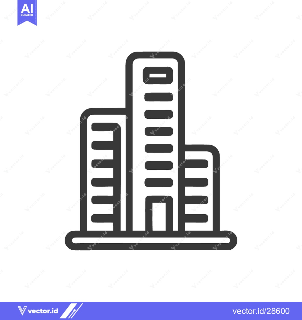 Premium Vector of Minimalist Building Icon: Three Structures, Clean Lines, Modern Design
