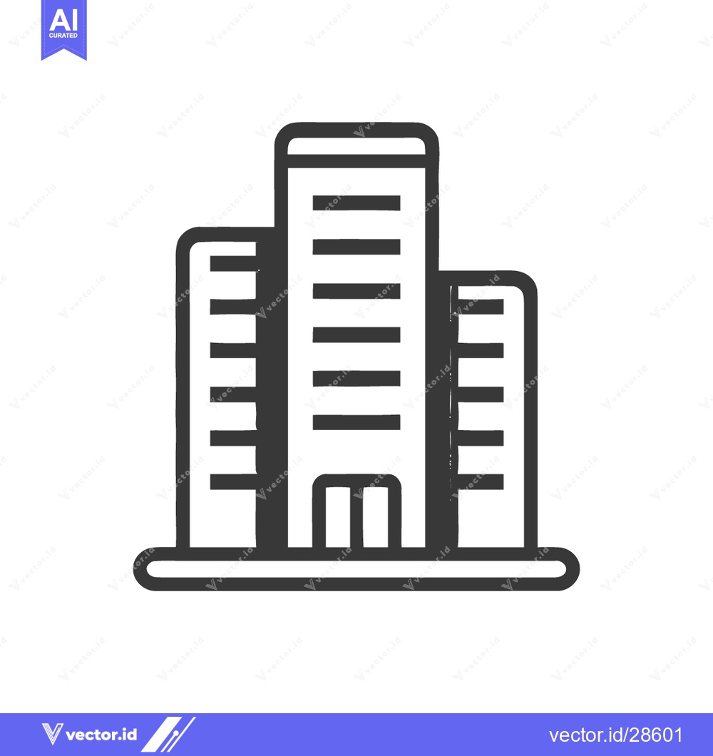Premium Vector of Minimalist Building Icon: Three Structures with Hand-Drawn Style on Wh