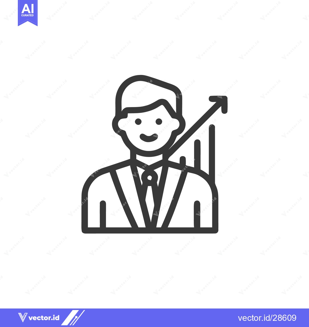 Premium Vector dari Business Growth: Smiling Executive with Upward Trending Graph Icon