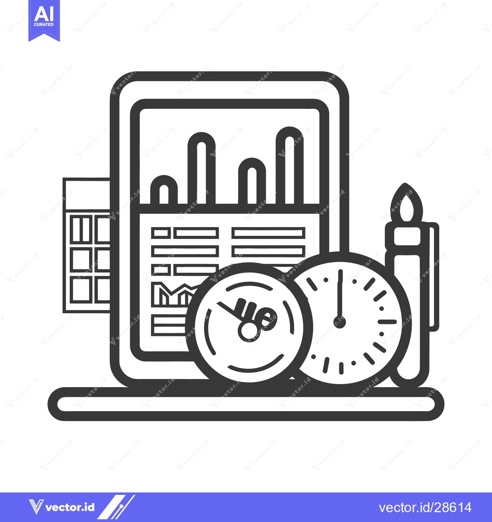 Premium Vector dari Digital screen displays charts and time with a candle nearby