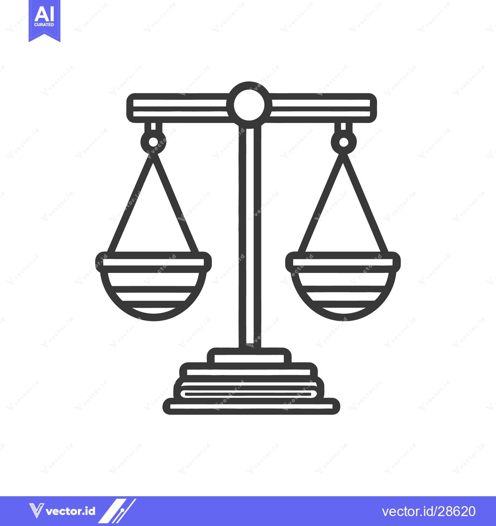 Premium Vector dari A balance scale icon symbolizes justice and fair judgment on a white b