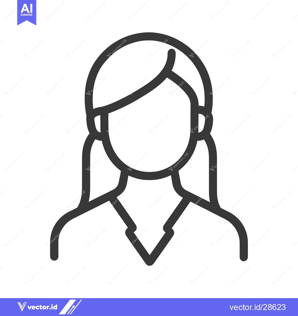 Premium Vector dari Simple illustration of a woman with long hair and a vneck top
