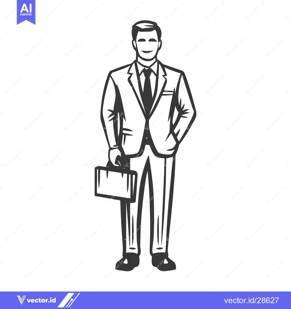 Premium Vector dari A stylized illustration of a suited man with a briefcase