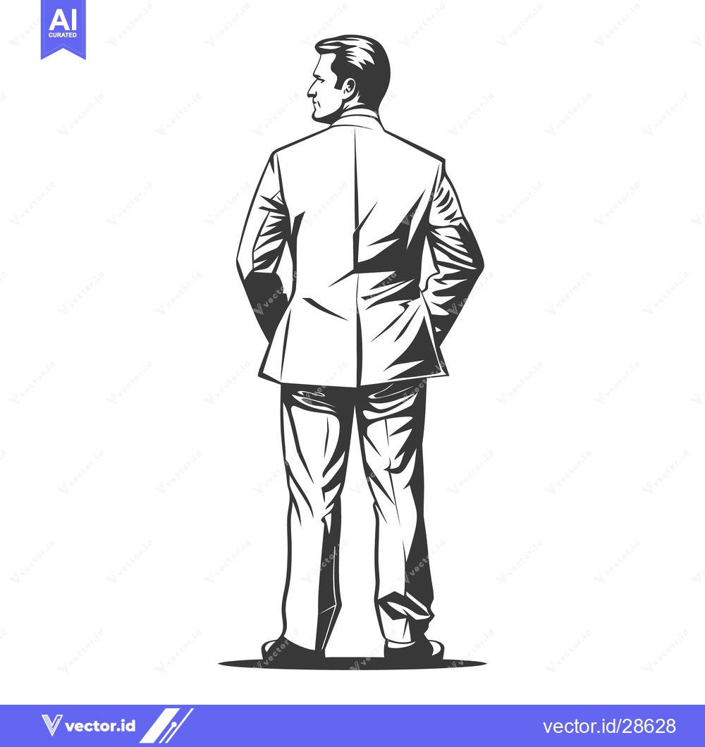 Premium Vector of A businessman standing confidently and looking off into the distance