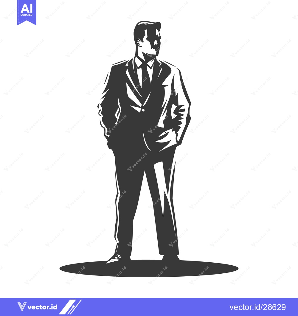Premium Vector dari A silhouette of a man in a suit looking to the side