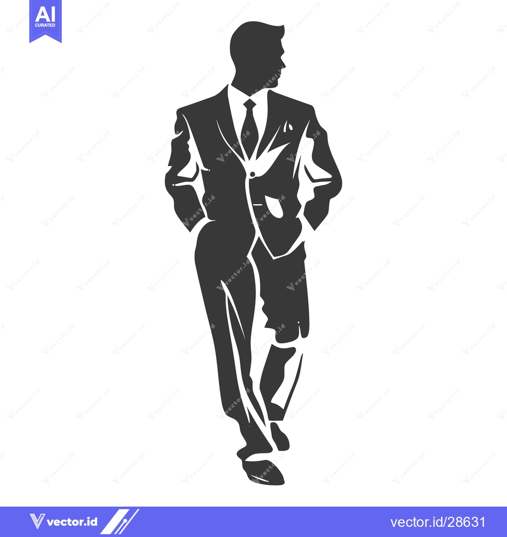 Premium Vector of A silhouette of a man in a suit walking forward on white