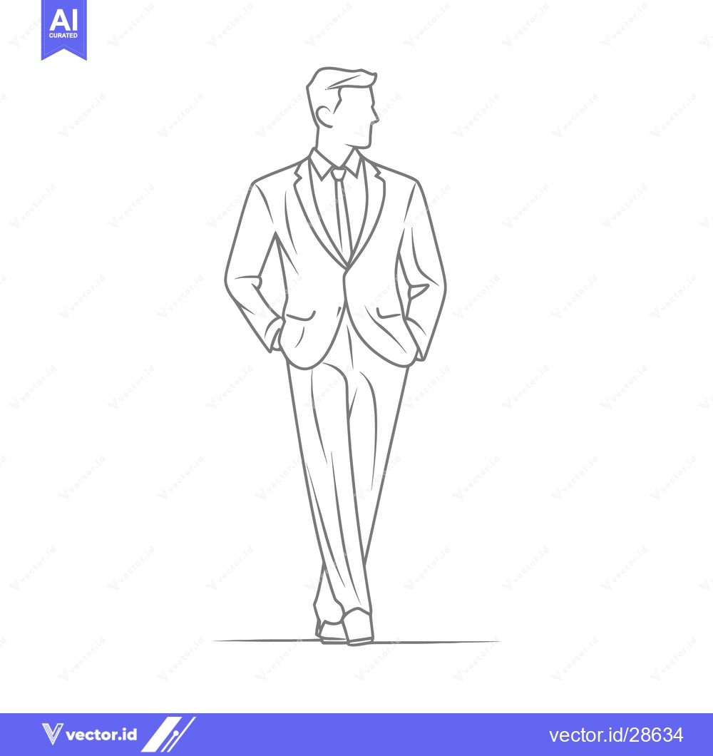 Premium Vector dari A Man in a Suit Looking to His Side Direction