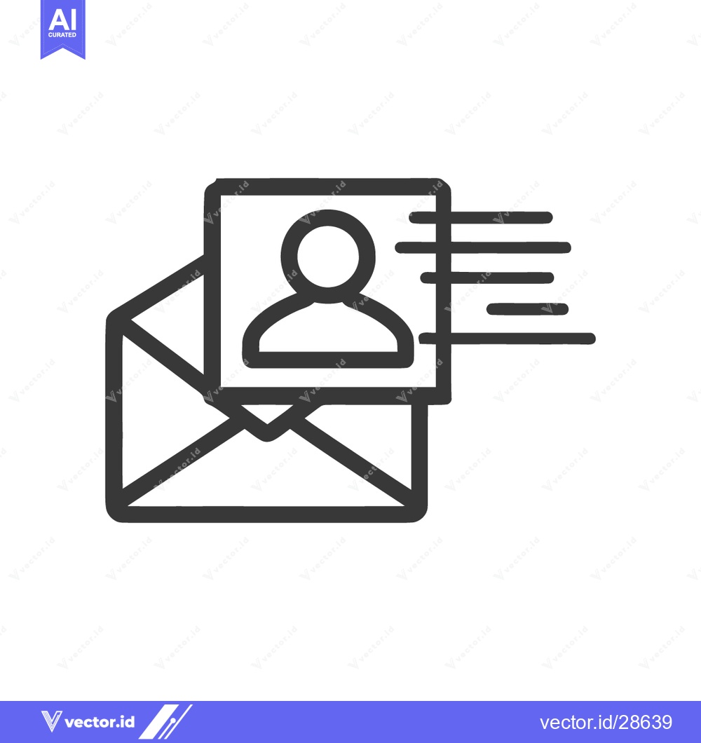 Premium Vector dari Email Contact Icon: Sending Personal Information, Outline Style