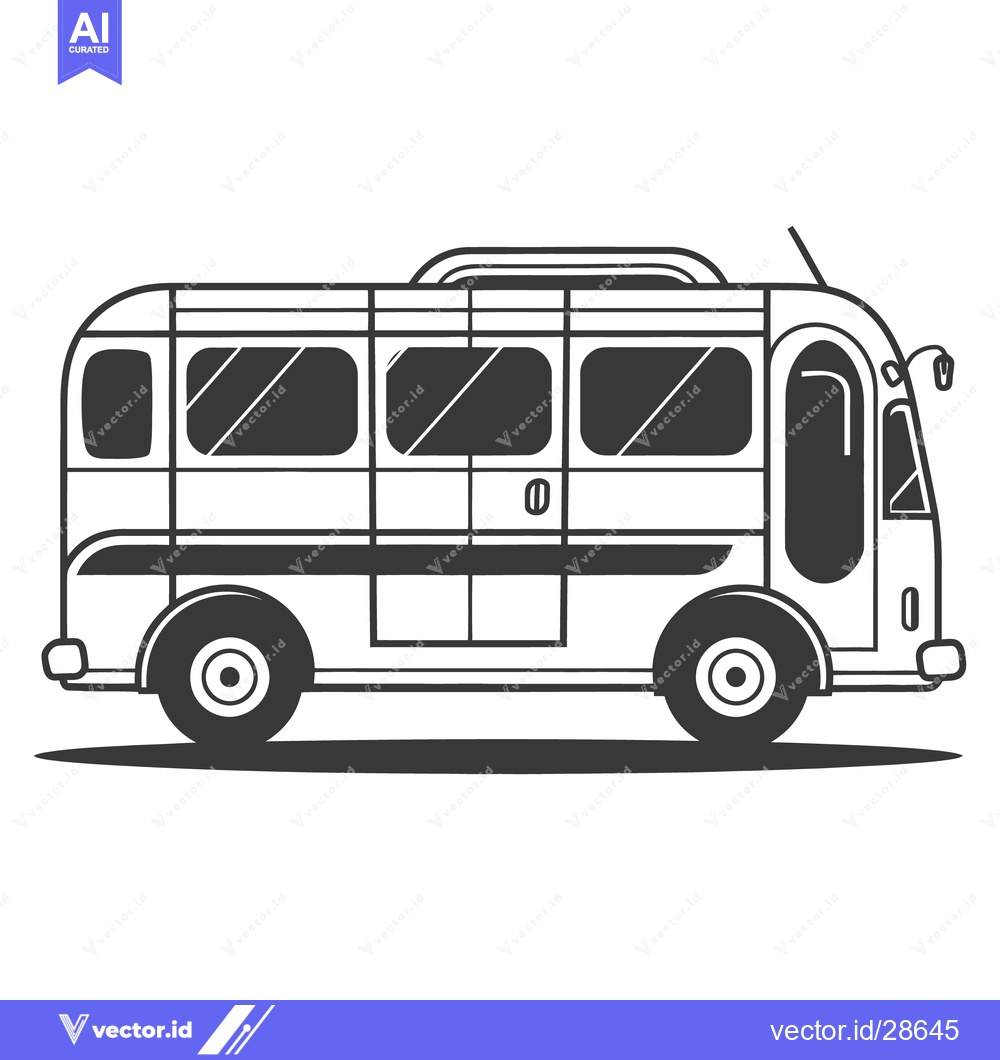 Premium Vector of A Simple Black And White Image Depicting A Passenger Bus