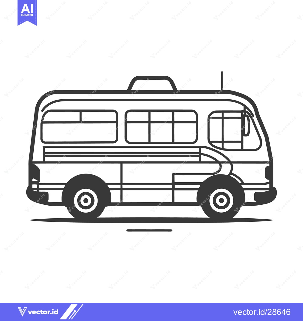 Premium Vector dari Simple monochrome illustration of a passenger transport vehicle on whe