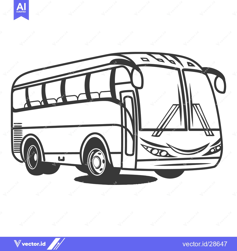Premium Vector of A black and white line drawing of a large passenger bus