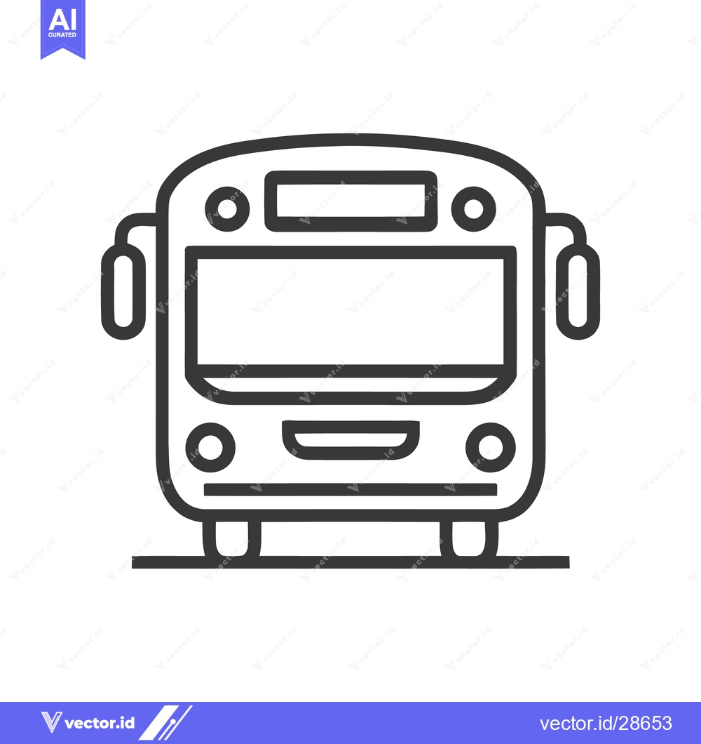 Premium Vector dari Minimalist Bus Icon: Front View, Public Transport Symbol, Line Art