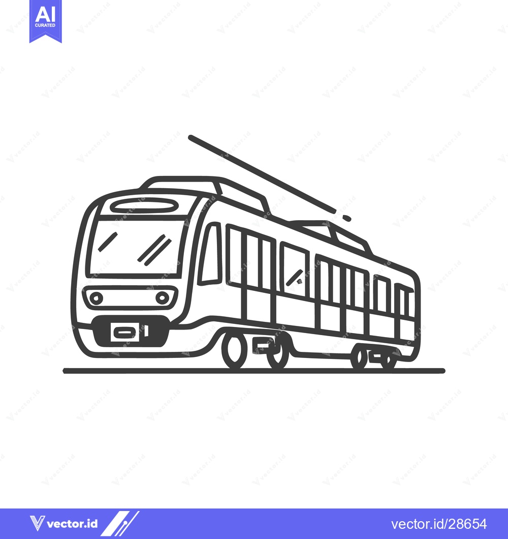 Premium Vector of Modern Tram Line Art: Sleek Urban Transportation Icon