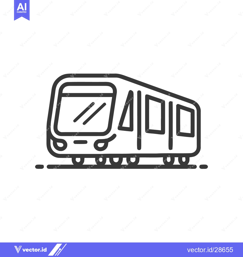 Premium Vector dari Minimalist Subway Train Icon: Clean Line Art on White Background