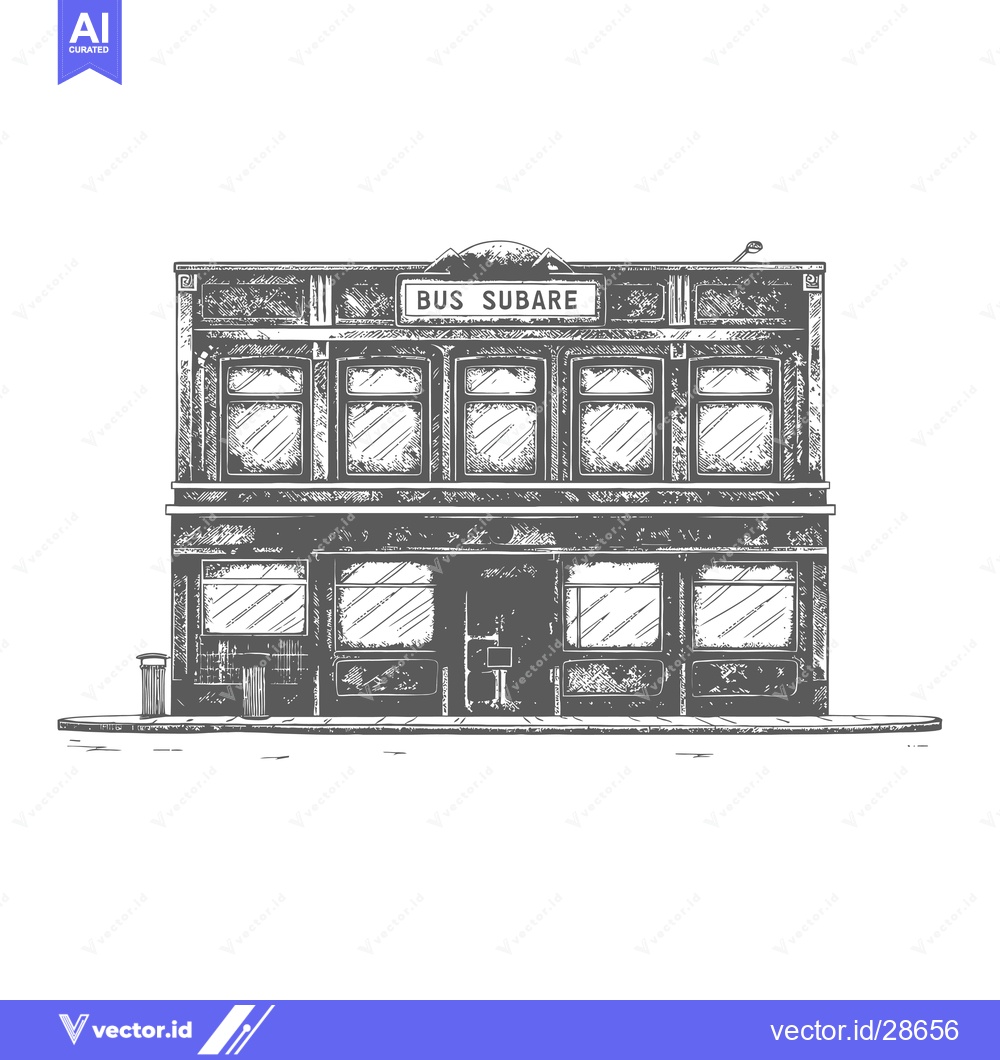 Premium Vector of Hand Drawn Sketch Of A Bus Subare Building