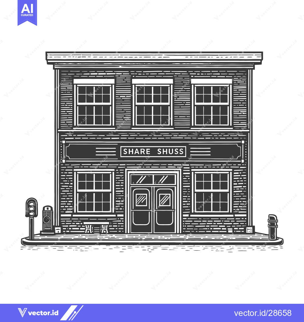 Premium Vector dari Two Story Brick Building Share Shuss Signage