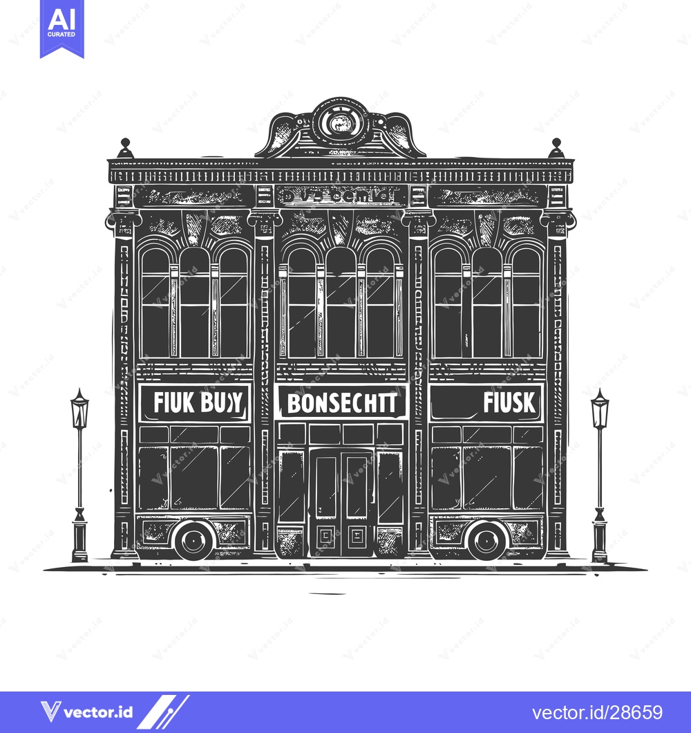 Premium Vector dari Elegant Vintage Building Facade With Streetlights