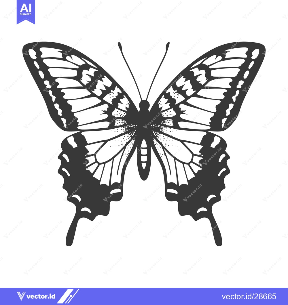 Premium Vector dari A monochrome illustration depicting the wings of a beautiful butterfly
