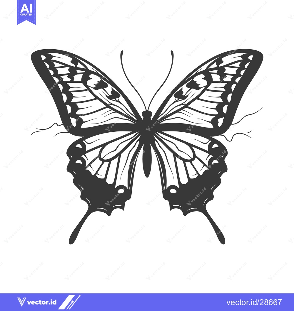 Premium Vector dari A symmetrical black and white drawing of a butterfly insect