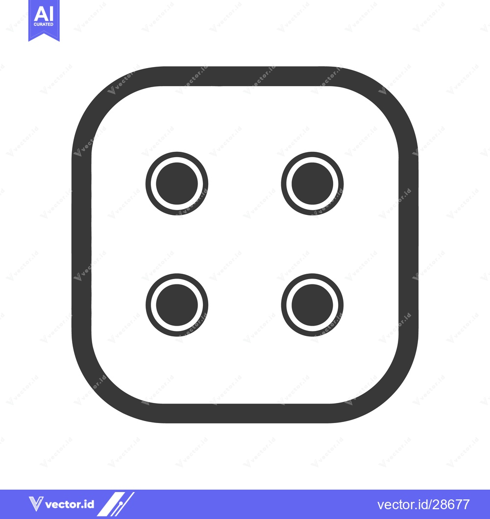 Premium Vector of A dice face showing four dots on a white square background