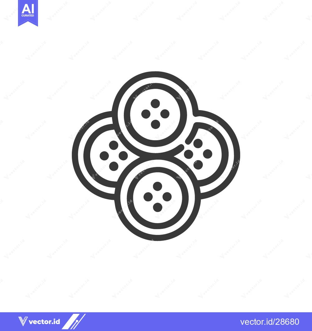 Premium Vector dari Minimalist Line Art: Four Interlocking Sewing Buttons on White