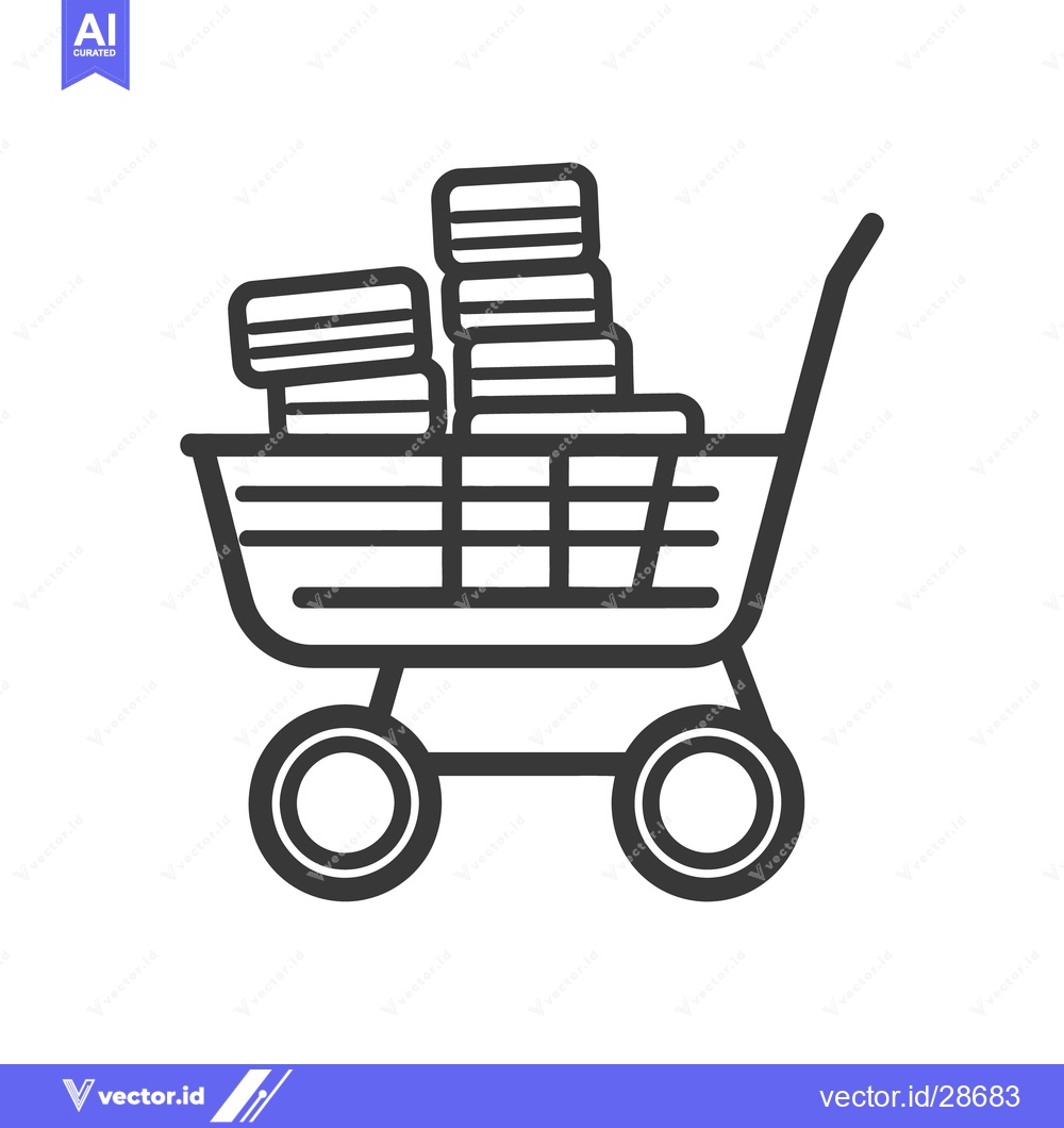 Premium Vector dari A shopping cart full of stacked rectangular objects