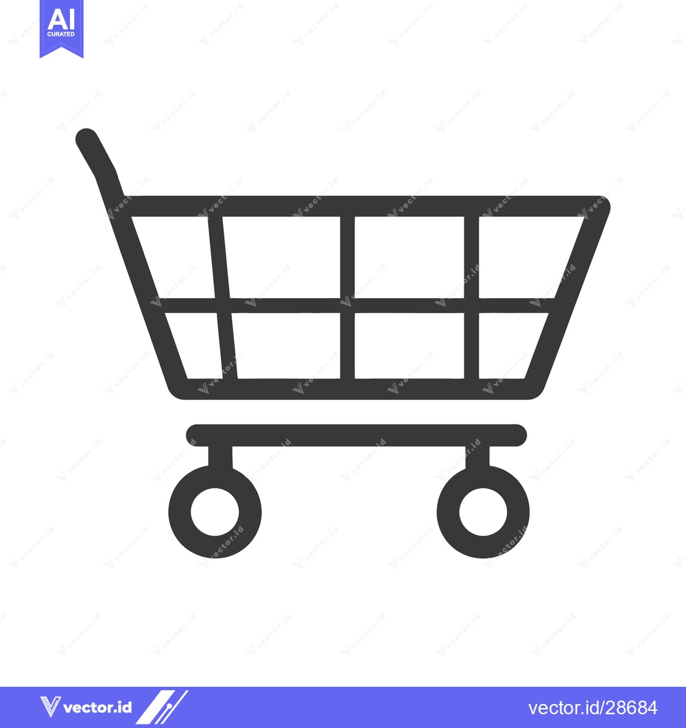 Premium Vector of An outlined shopping cart icon presented on a white background