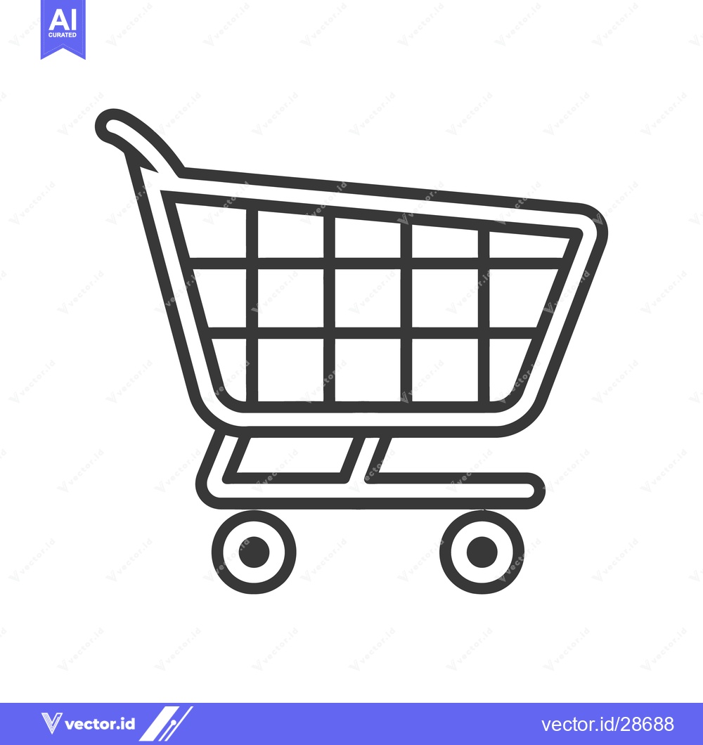 Premium Vector dari A simple black and white illustration of a shopping cart