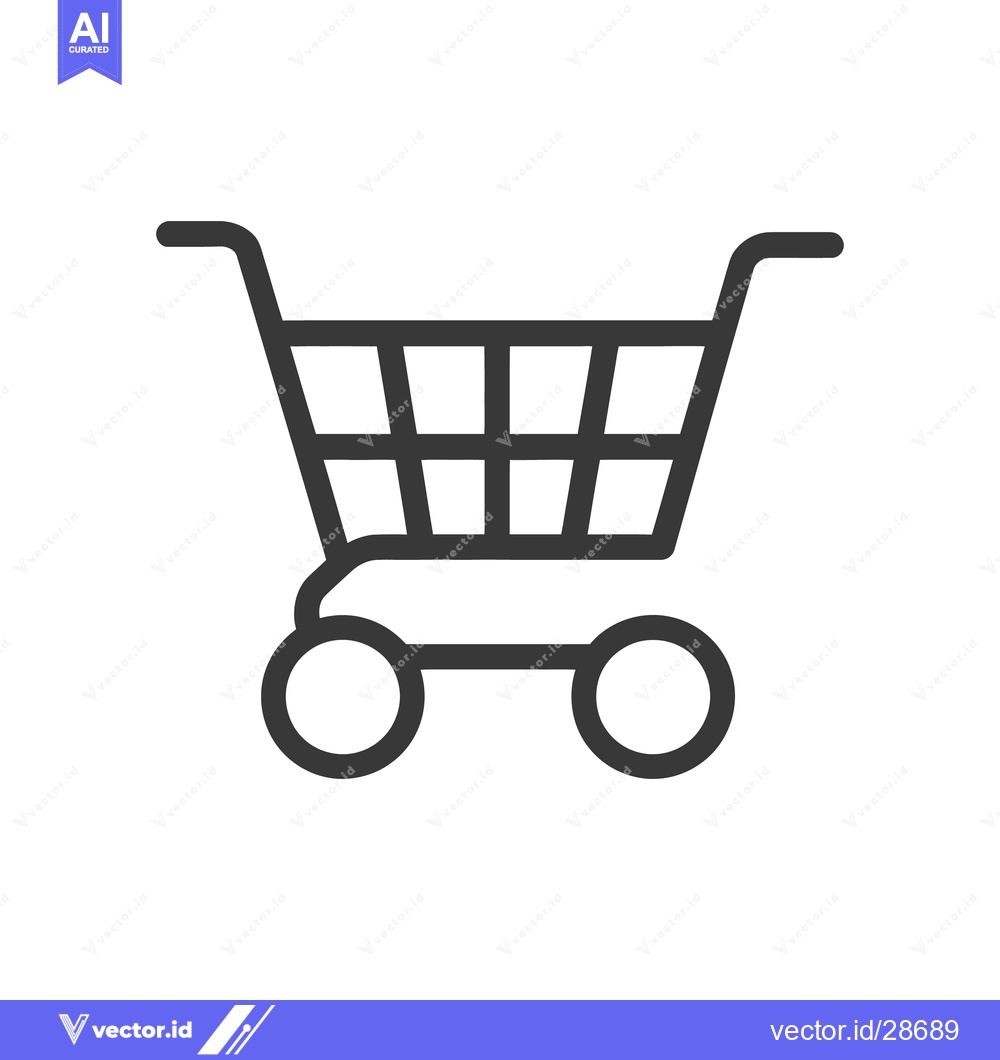 Premium Vector dari A black outlined shopping cart icon on a white background
