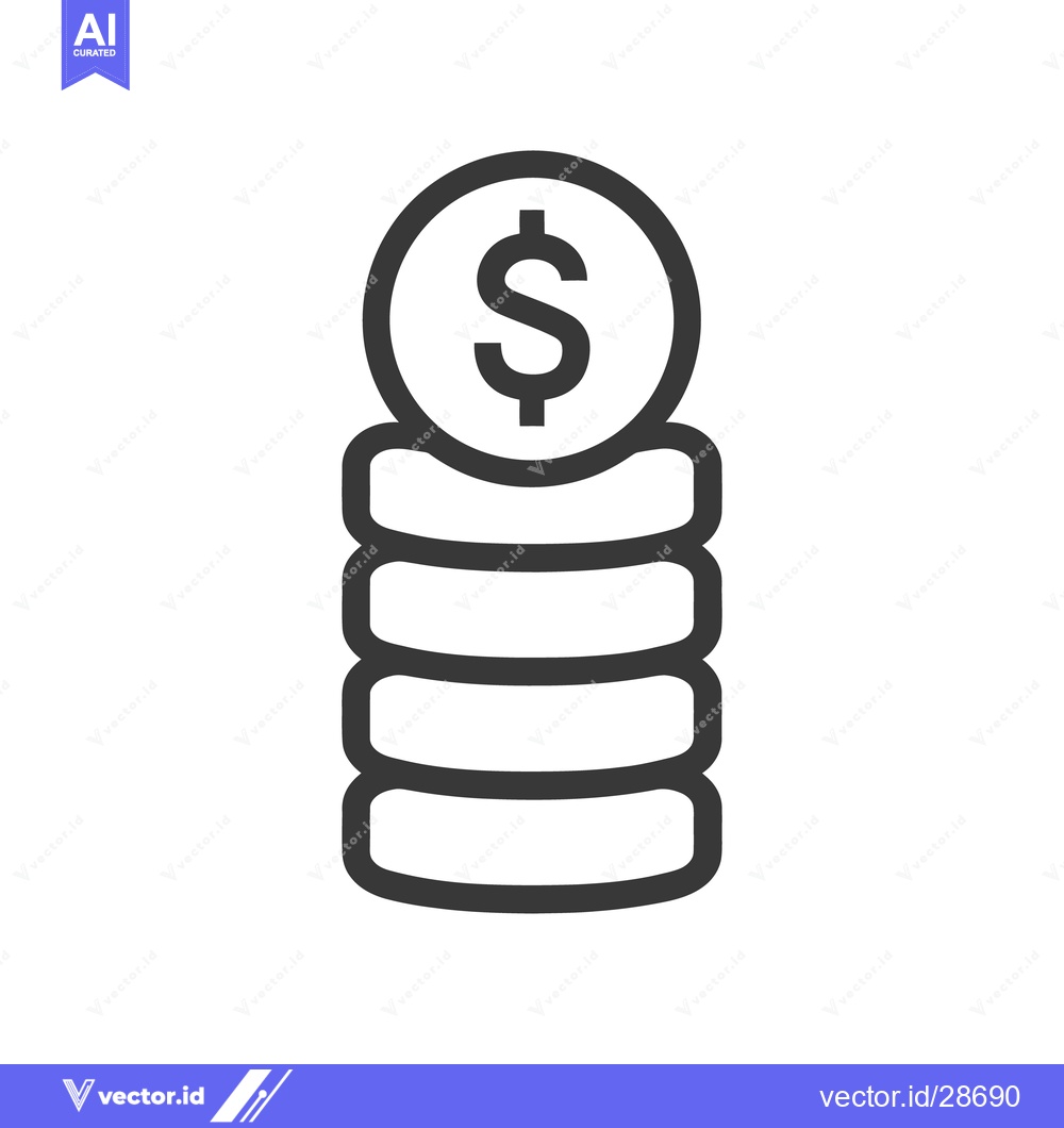 Premium Vector of A simple illustration of stacked coins with a dollar sign
