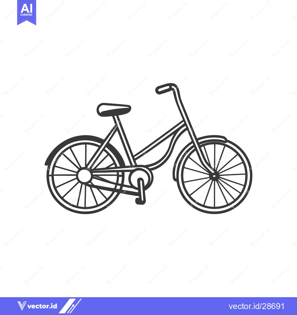 Premium Vector of A simple black and white drawing of a classic bicycle