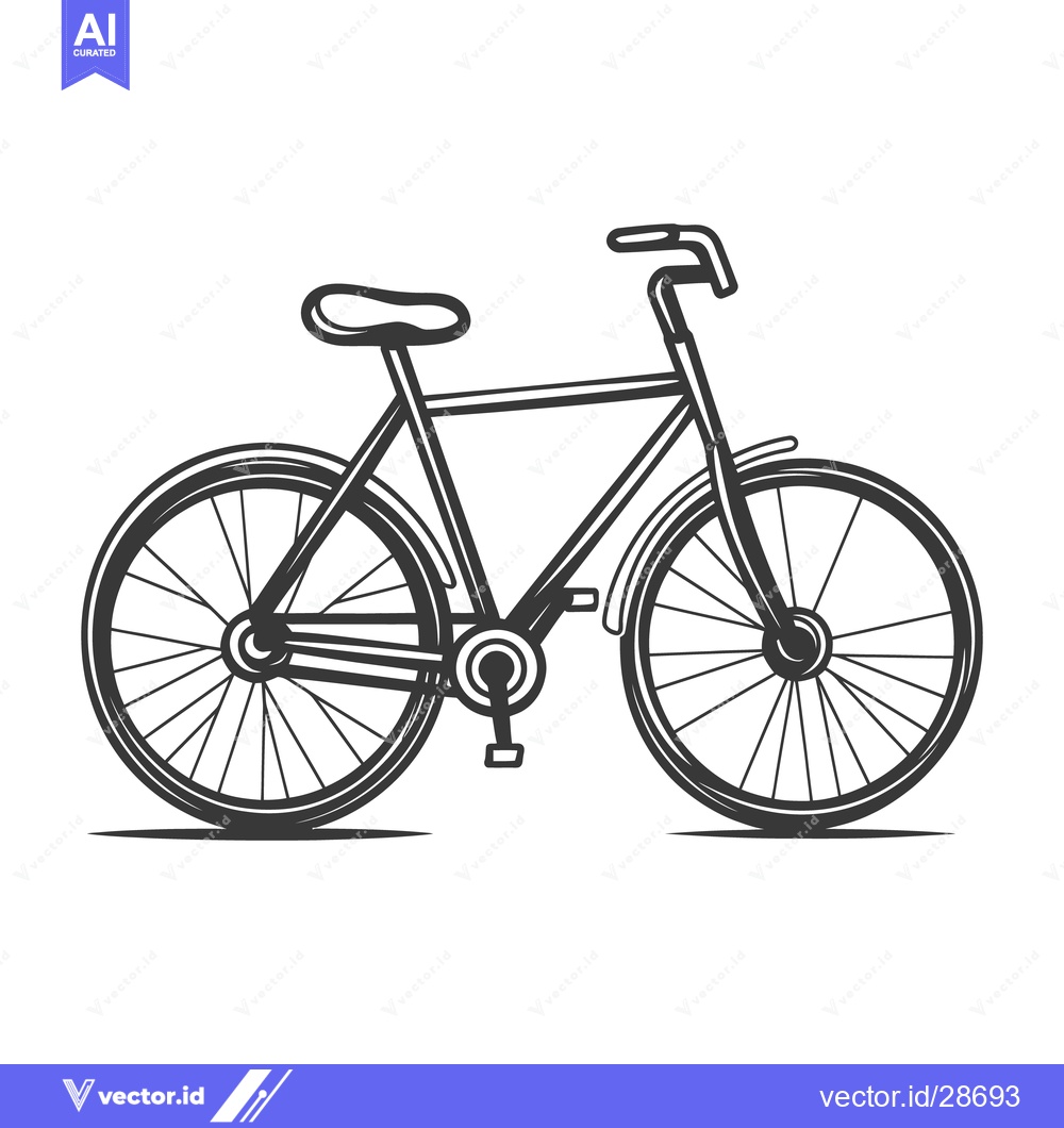 Premium Vector dari A simplistic black and white illustration of a bicycle