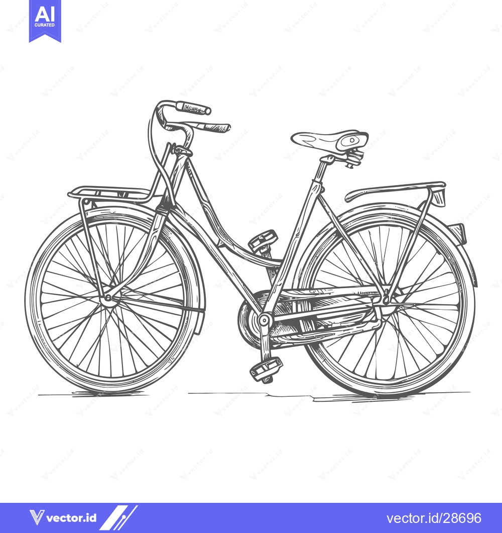 Premium Vector dari A sketched black and white image of a bicycle on white background