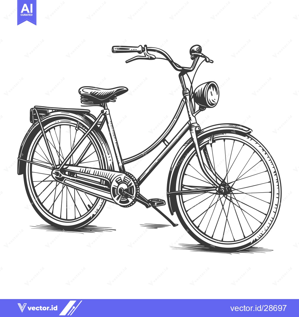 Premium Vector of Detailed black and white illustration depicting a vintage bicycle perf